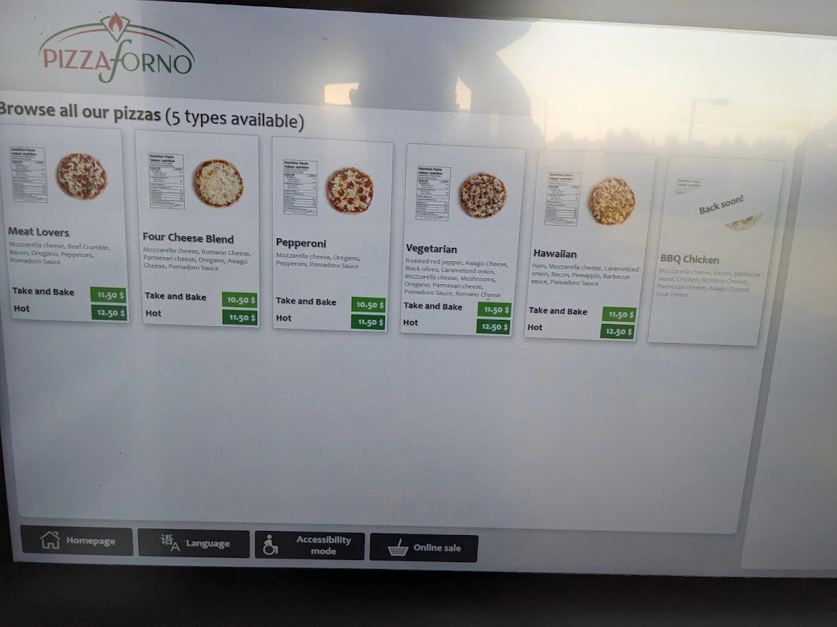 Menu, PizzaForno