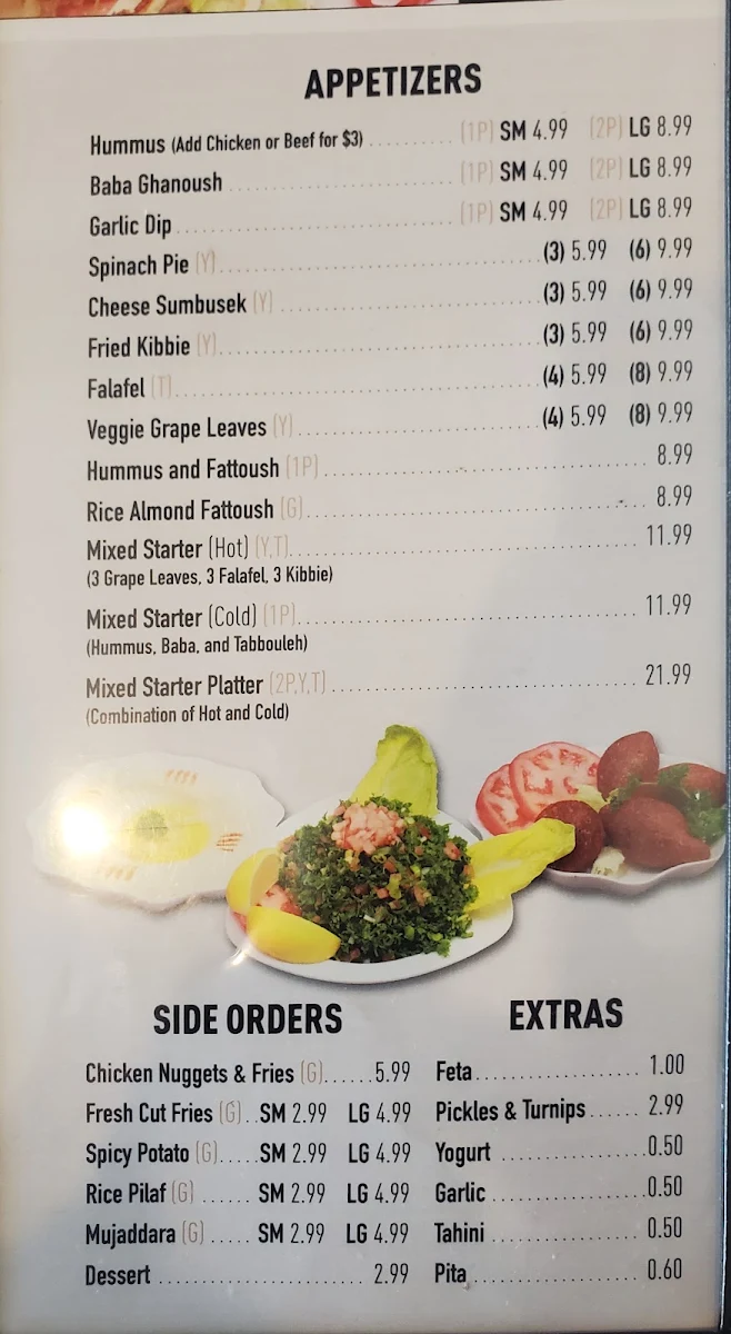 Menu, Kabobgy heritage Lasalle