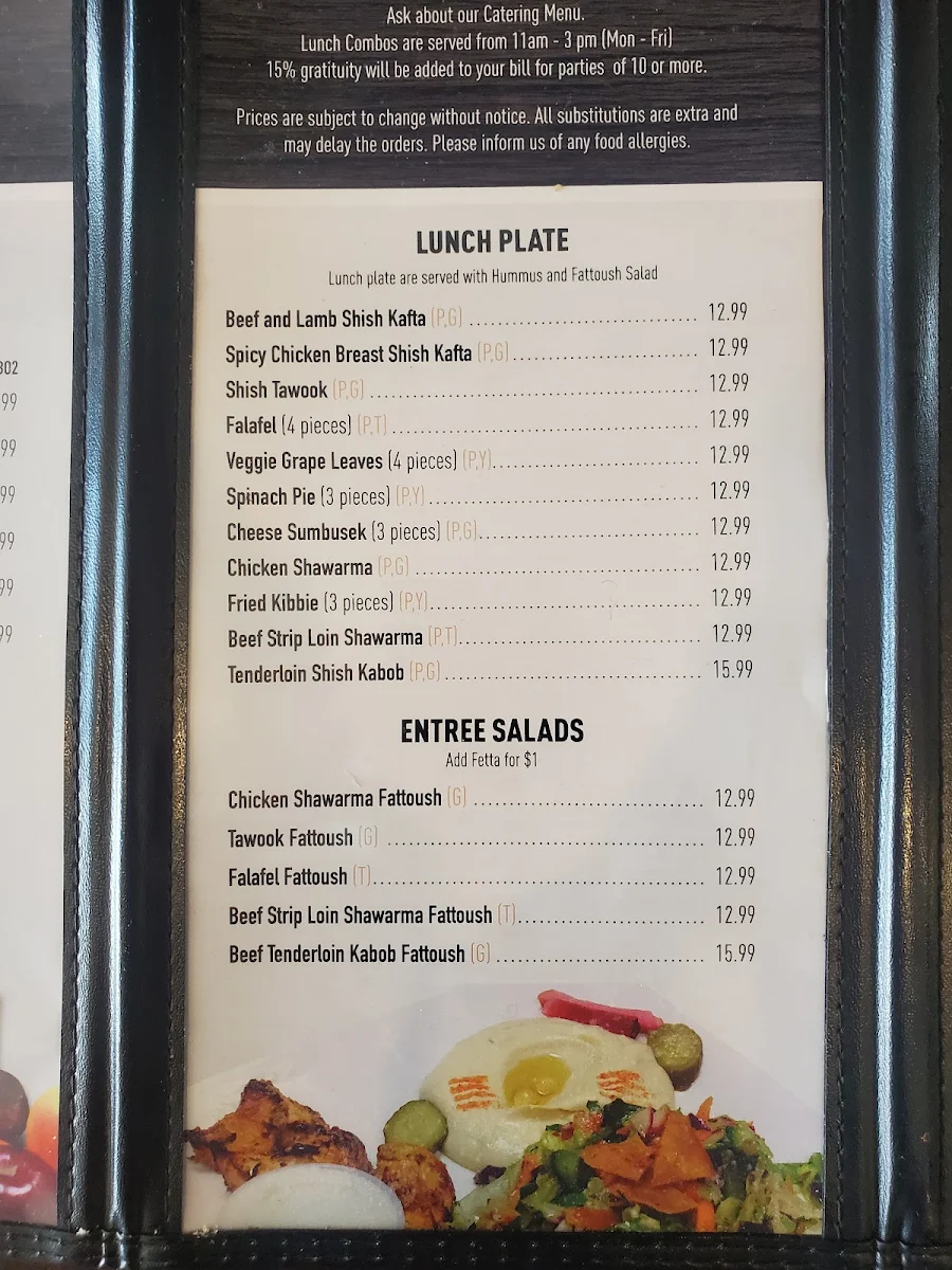 Menu, Kabobgy heritage Lasalle