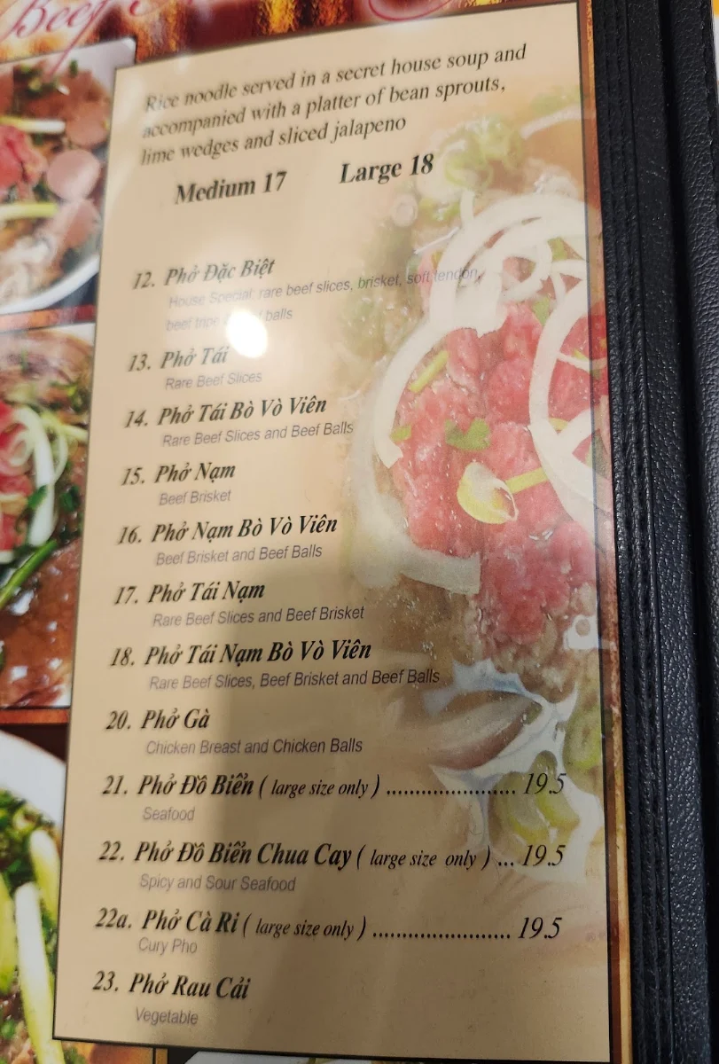 Menu, Taste of Pho