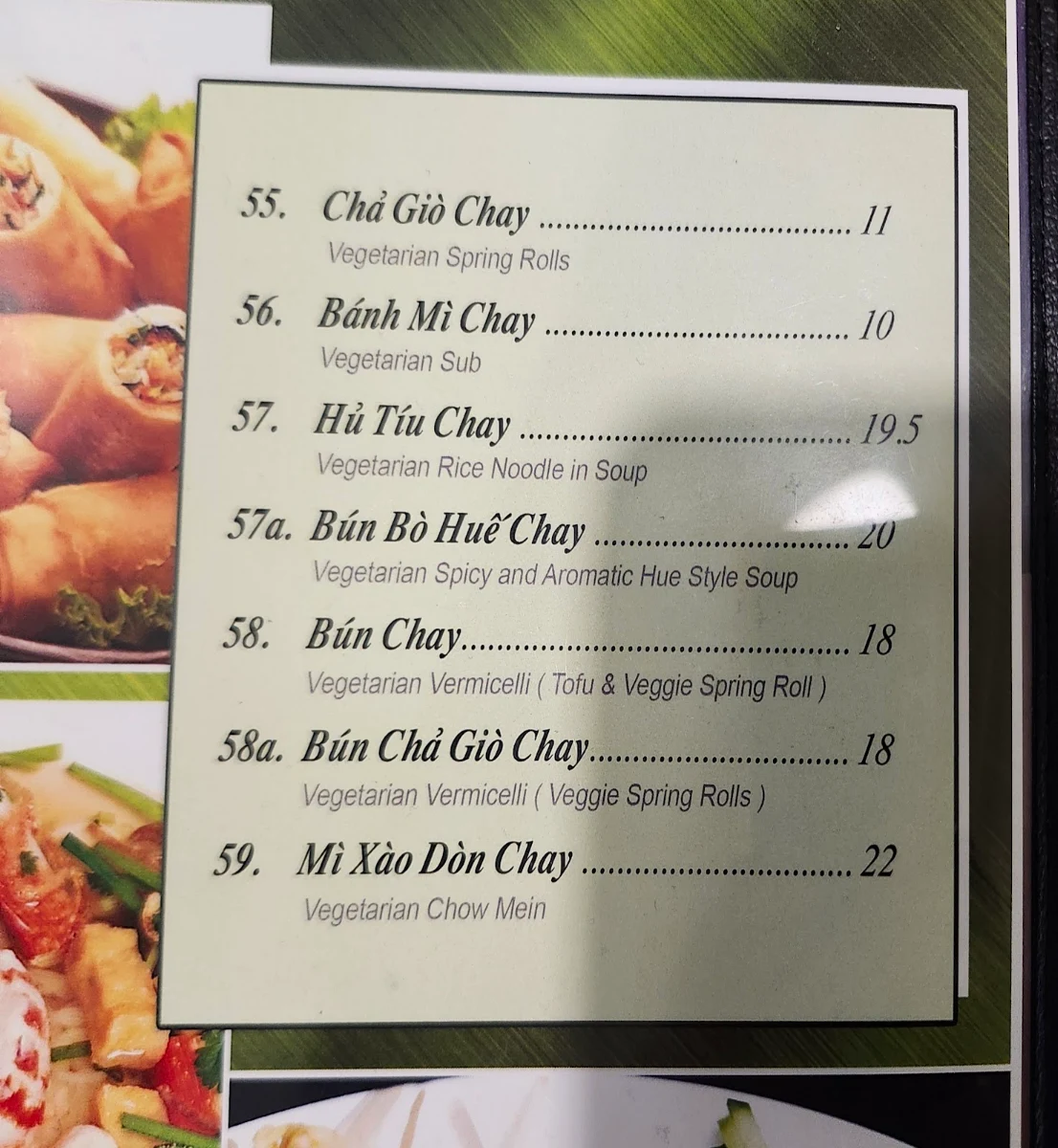 Menu, Taste of Pho
