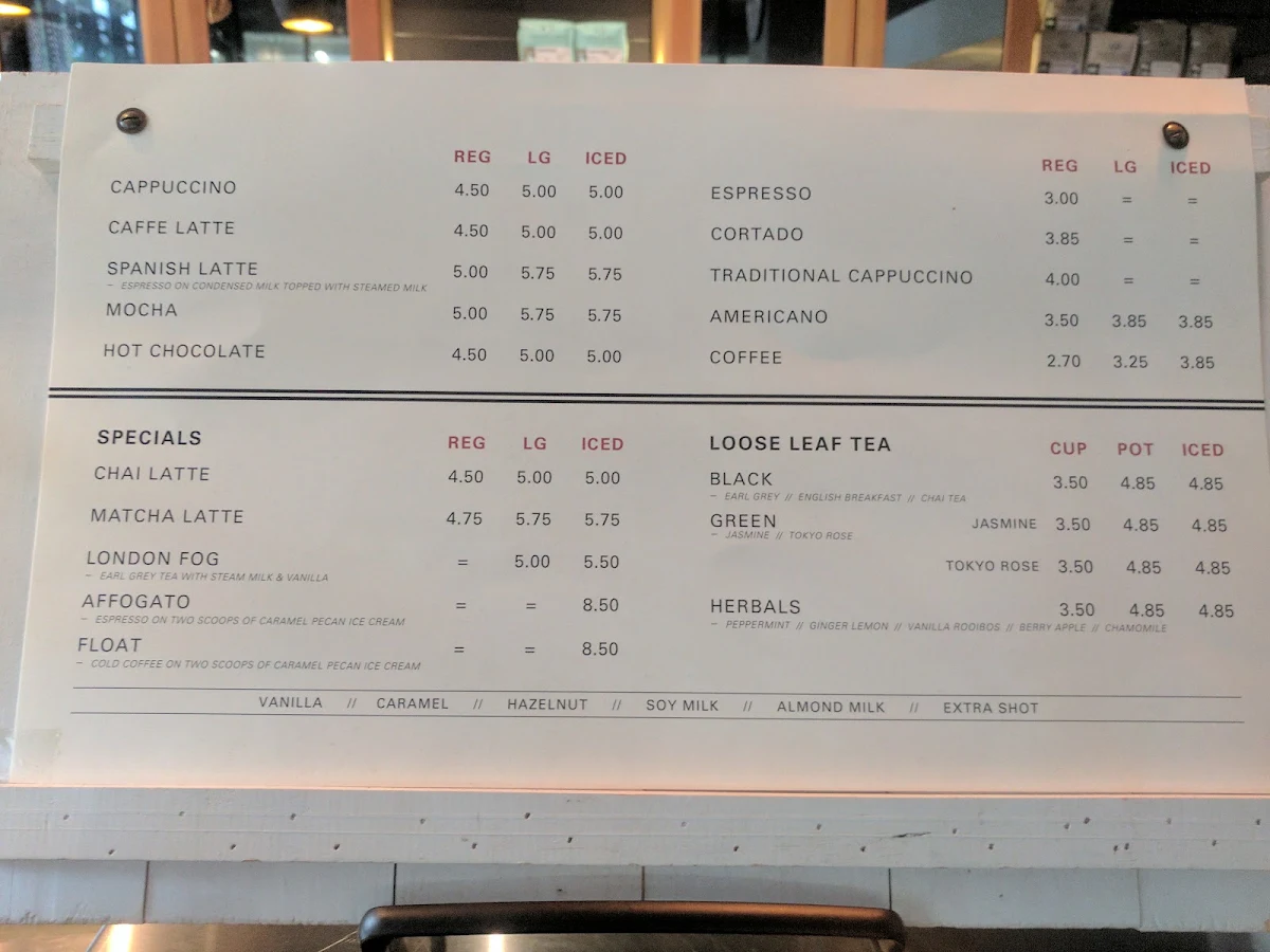 Menu, Coffee Bar, Buro