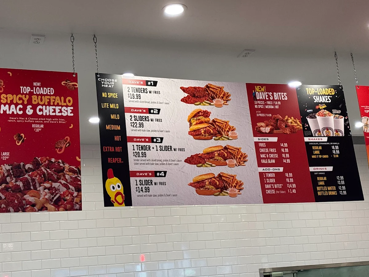 Menu, Dave's Hot Chicken