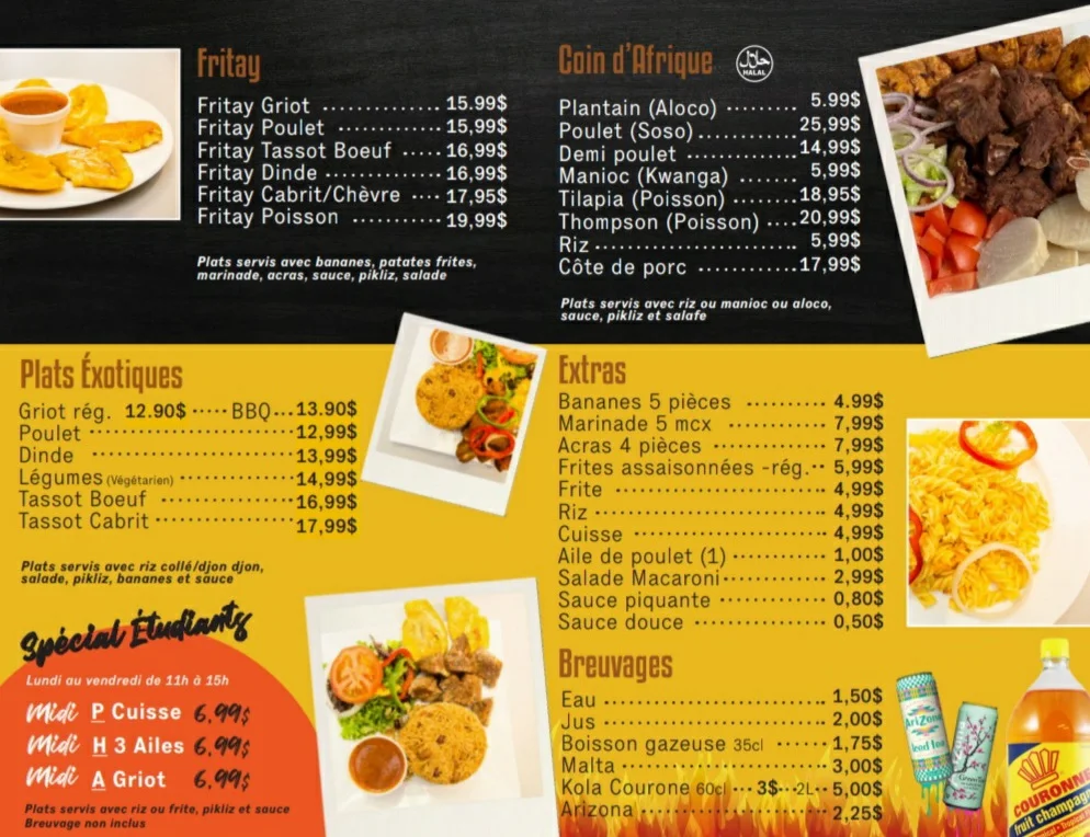 Menu, Phat Grill Express