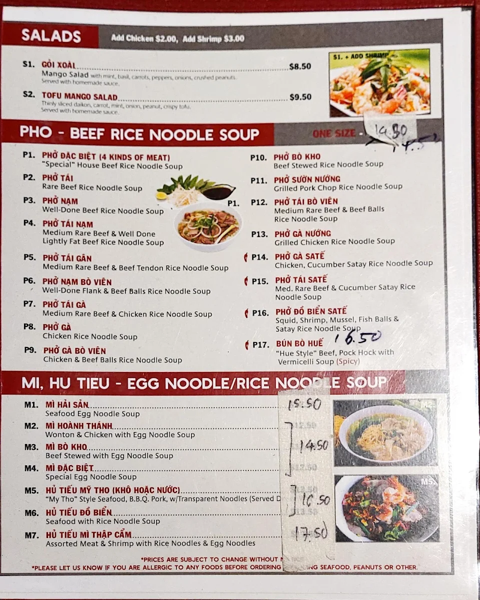 Menu, Pho Le