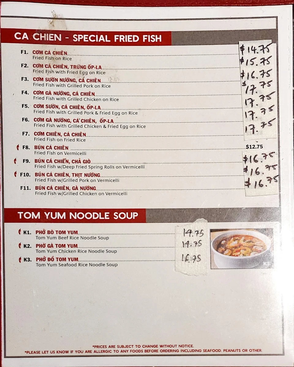 Menu, Pho Le