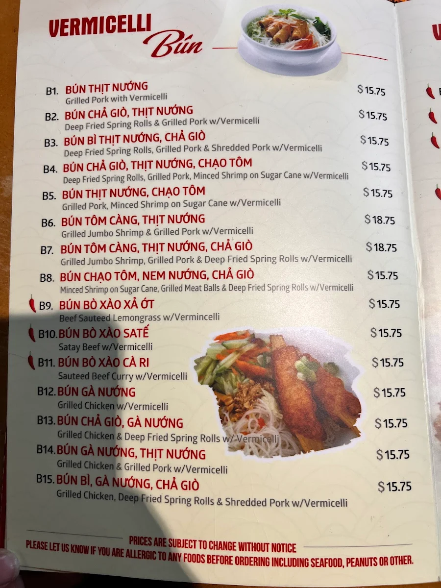 Menu, Pho Le
