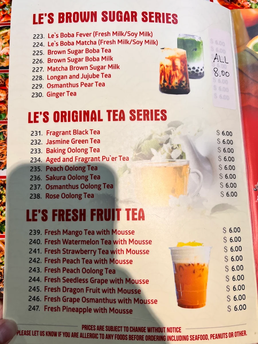 Menu, Pho Le