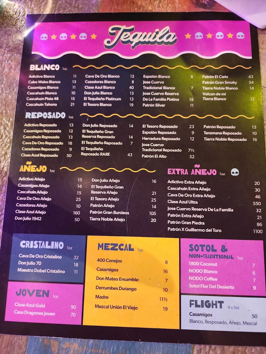 Menu, The Taco Shop