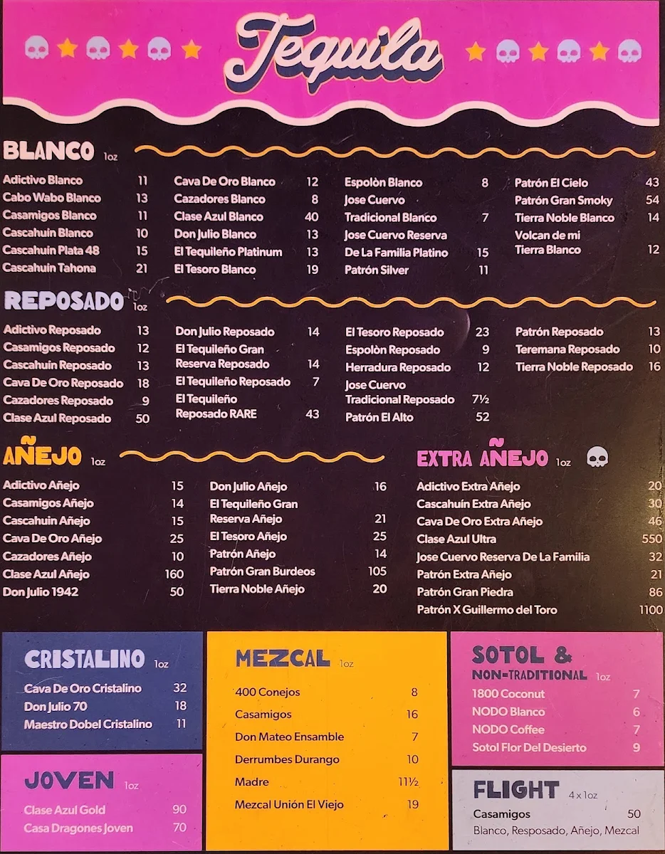Menu, The Taco Shop