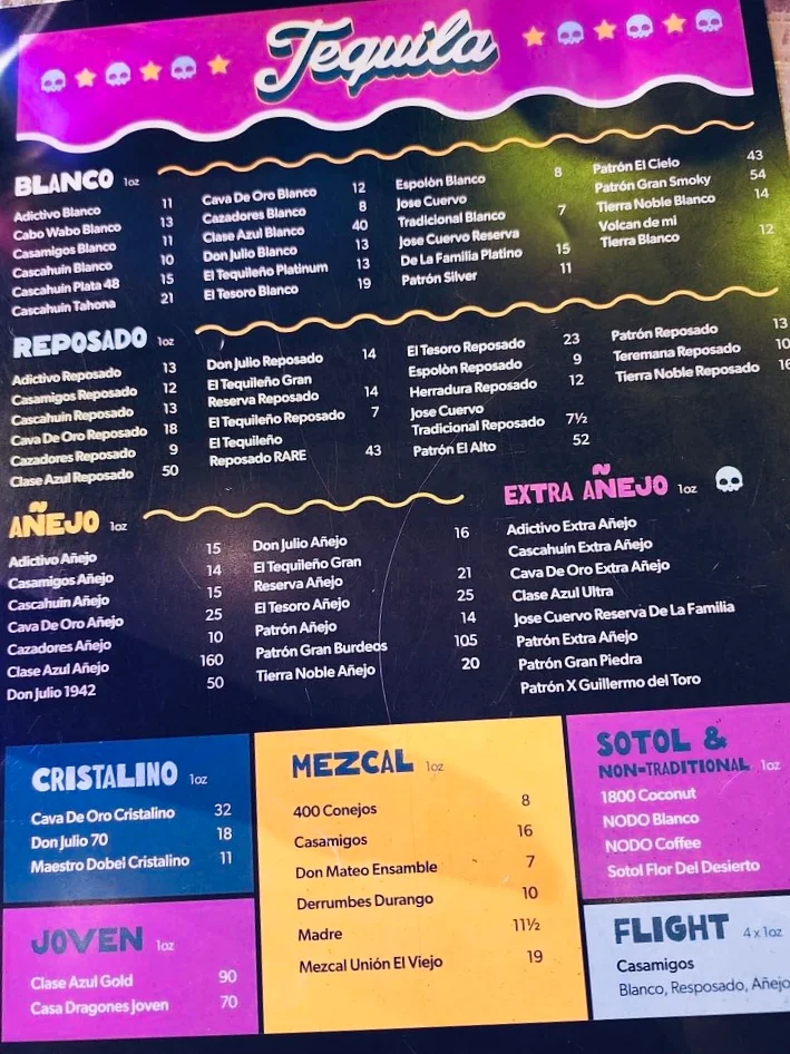 Menu, The Taco Shop