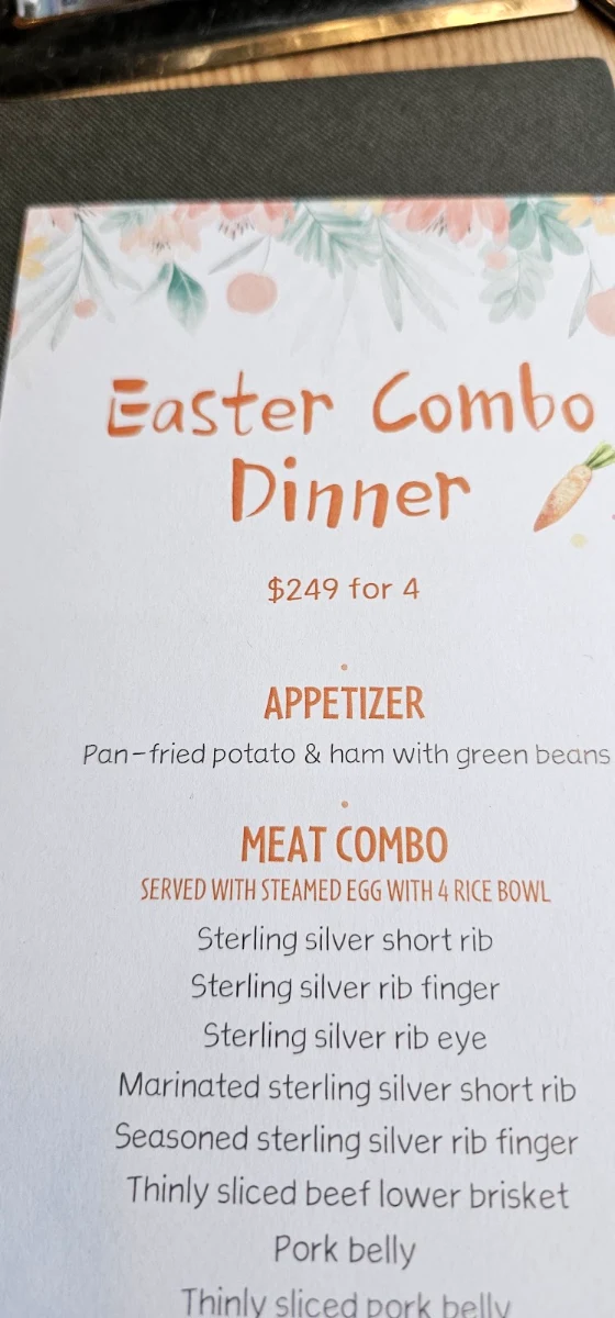 Menu, Baekjeong Korean BBQ House