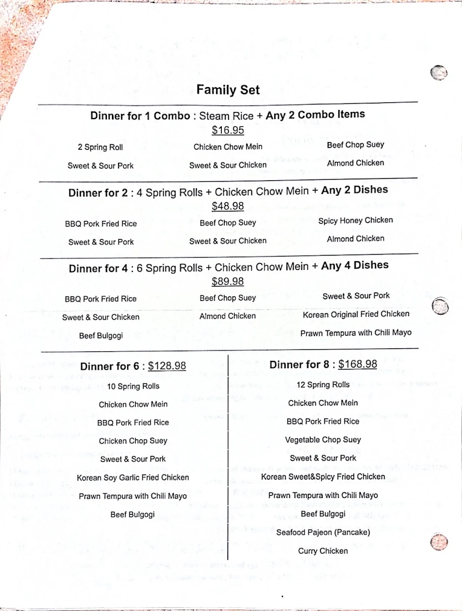 Menu, Han Korean Food & Chicken