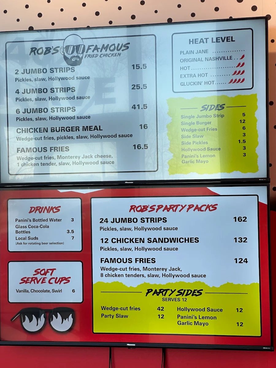 Menu, Rob's Original Fried Chicken
