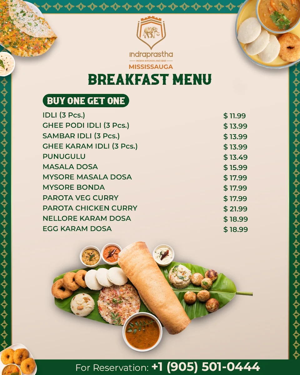 Menu, Indraprastha Indian Kitchen & Bar- Mississauga