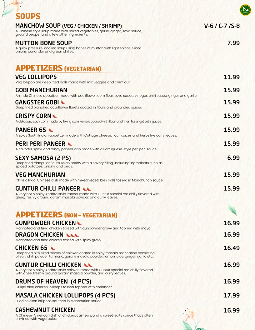 Menu, Indraprastha Indian Kitchen & Bar- Mississauga