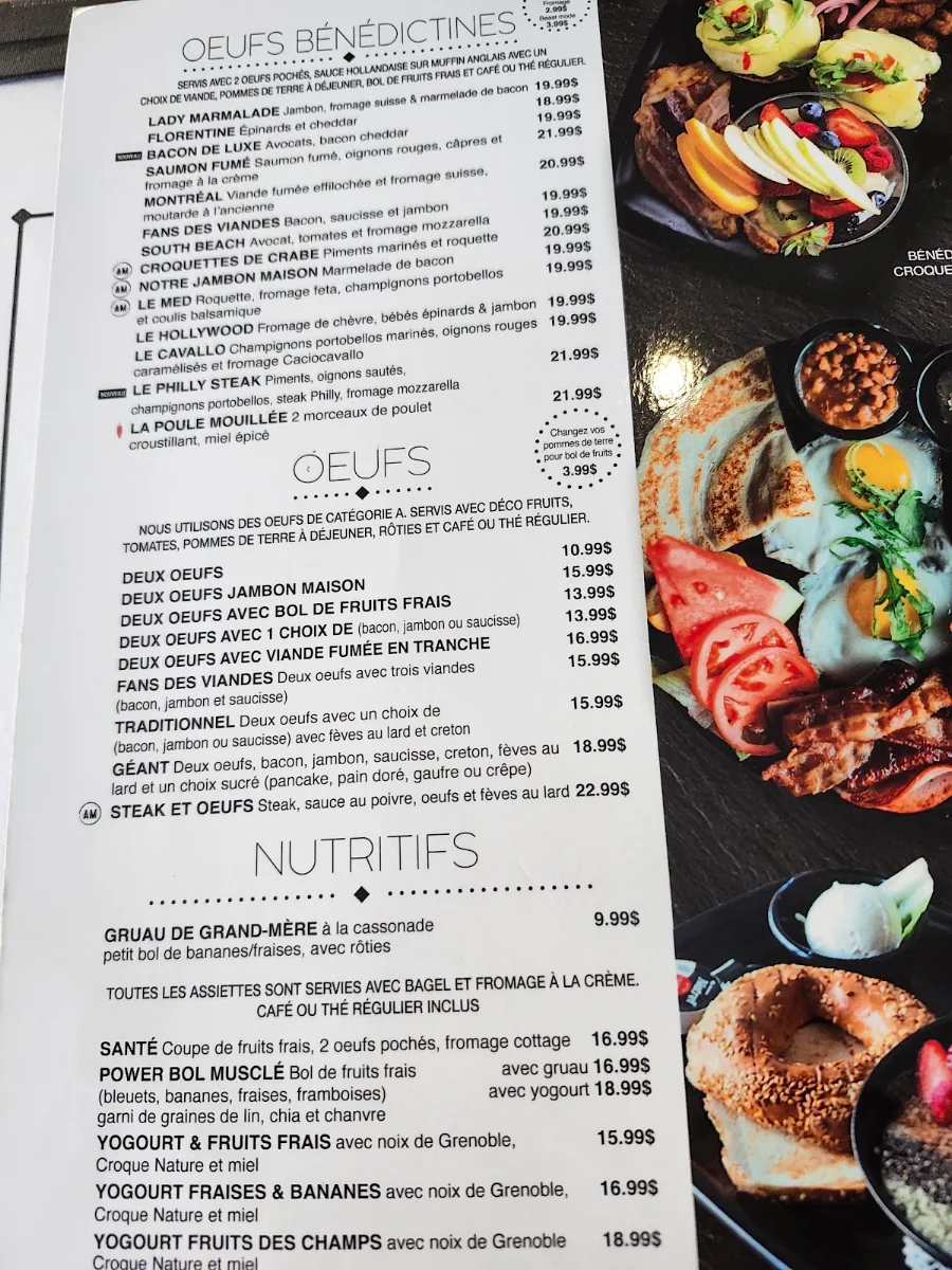 Menu, A.M. déjeuner dîner