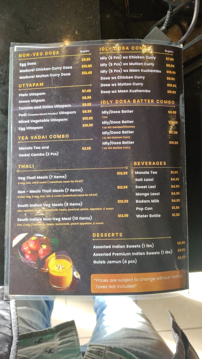 Menu, Gymkhana Indian Cuisine