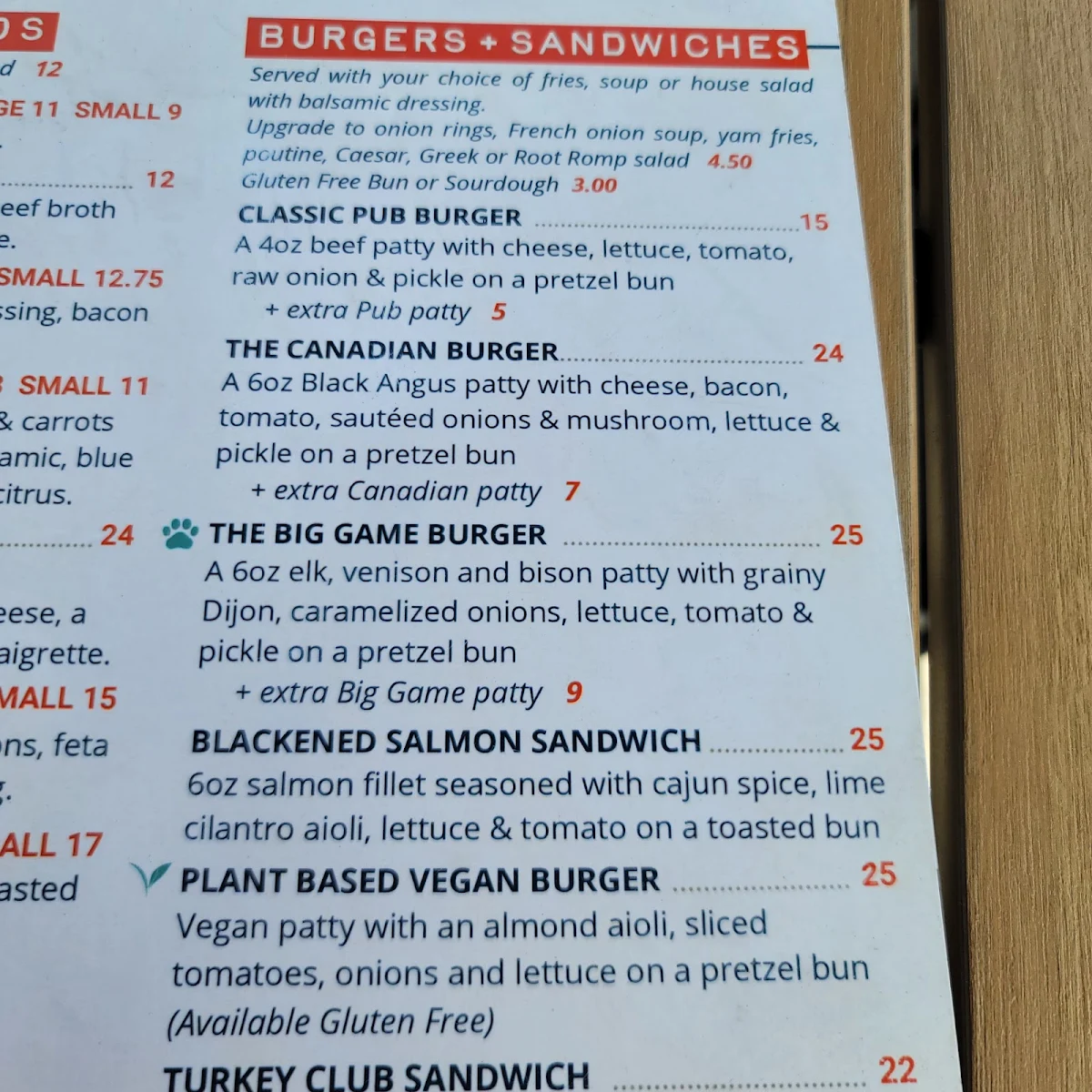 Menu, De'd Dog Bar & Grill