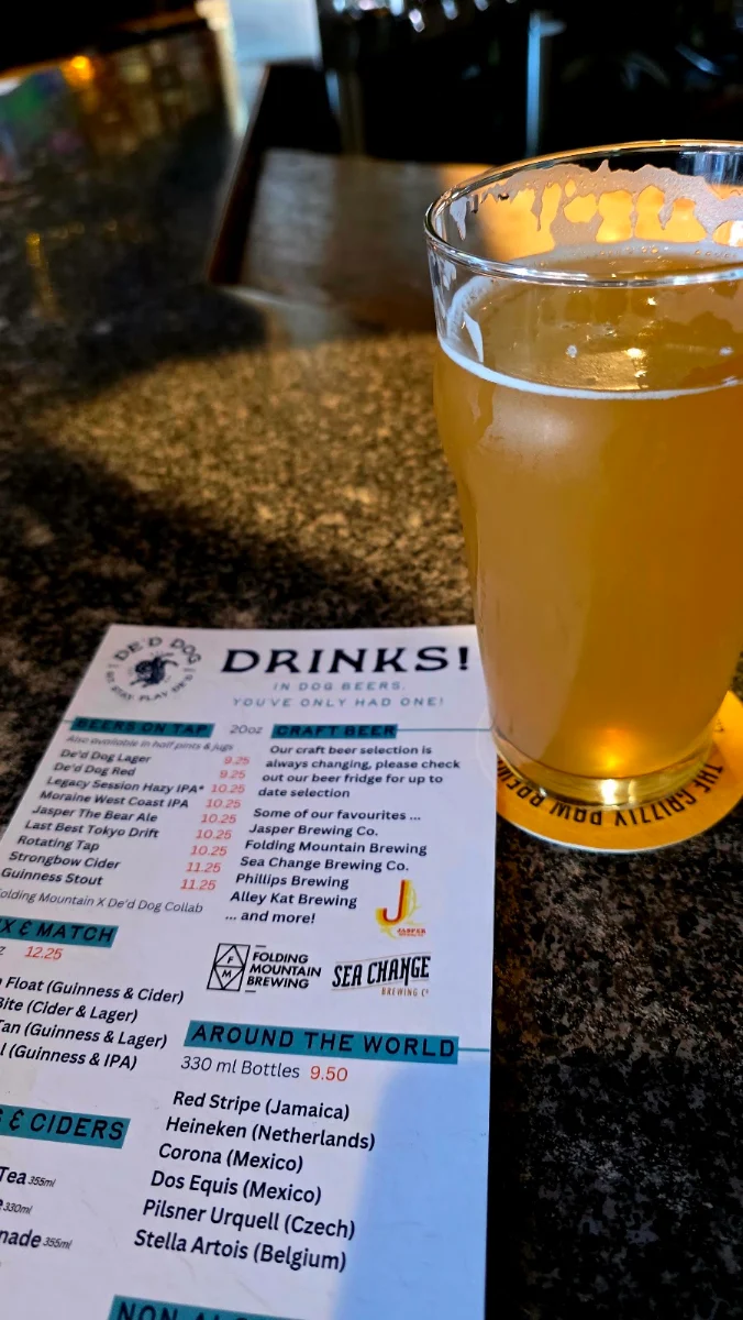 Menu, De'd Dog Bar & Grill