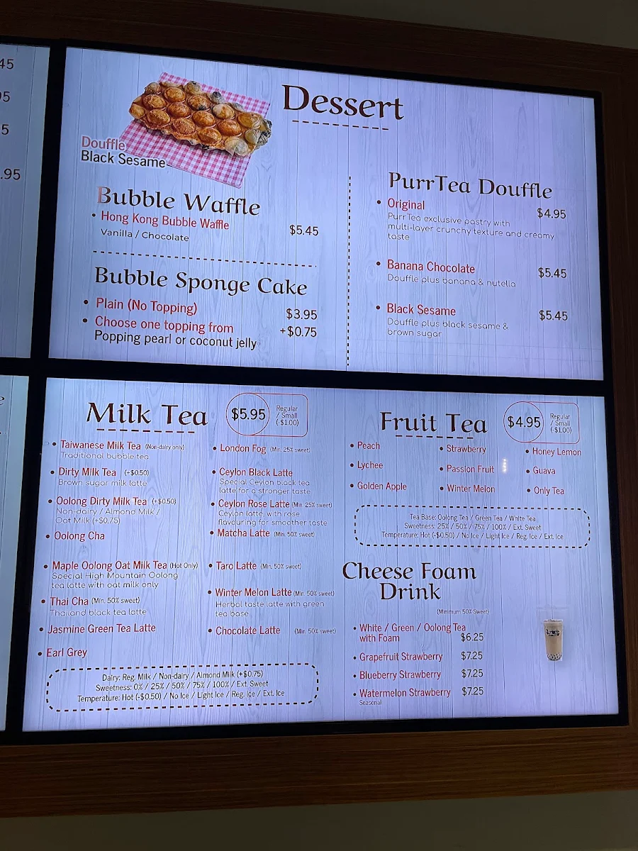 Menu, PurrTea Fresh Tea & Smoothie - West Market Square