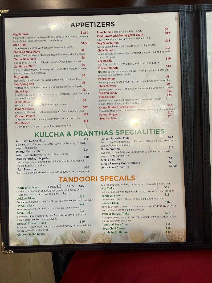 Menu, The Spice Root Indian Cuisine