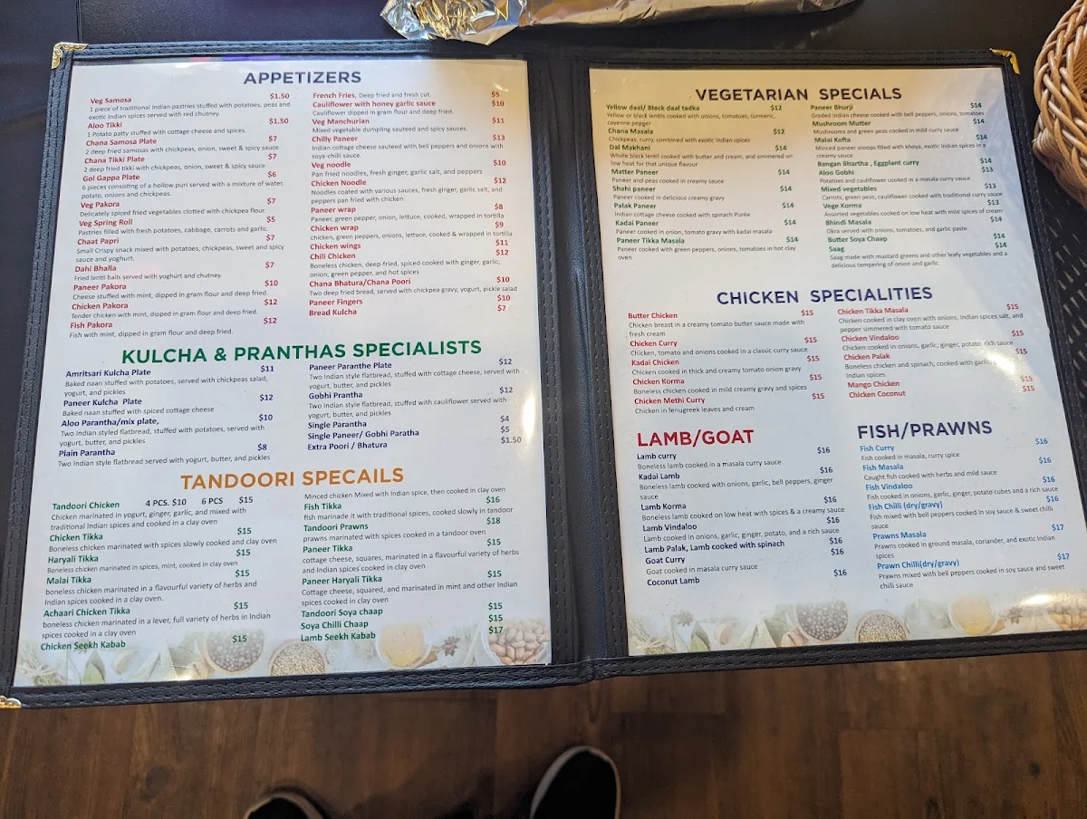 Menu, The Spice Root Indian Cuisine