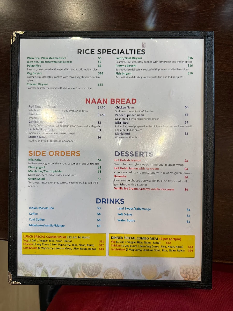 Menu, The Spice Root Indian Cuisine