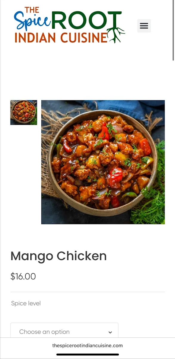 Menu, The Spice Root Indian Cuisine
