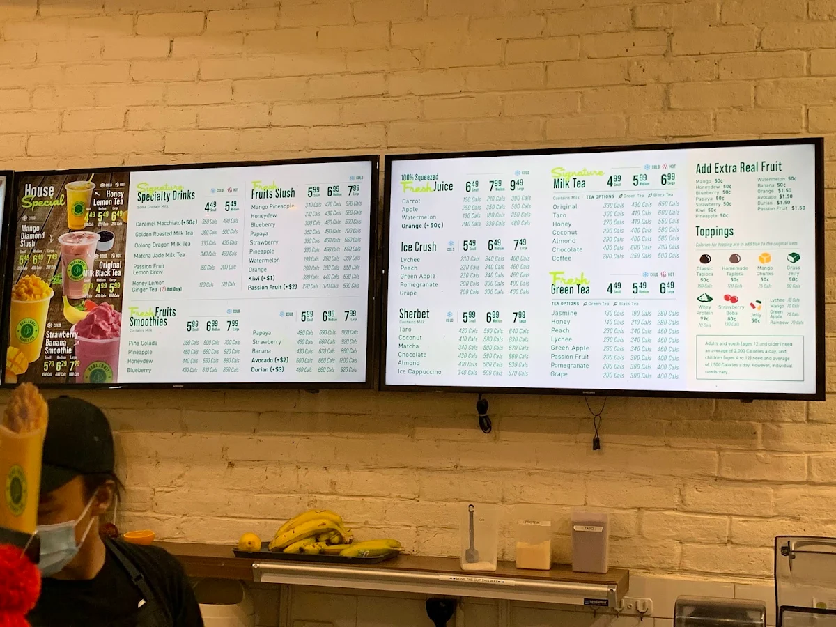 Menu, Real Fruit Bubble Tea