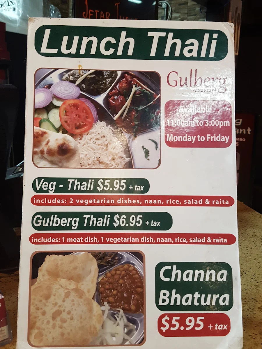 Menu, Gulberg Tandoor