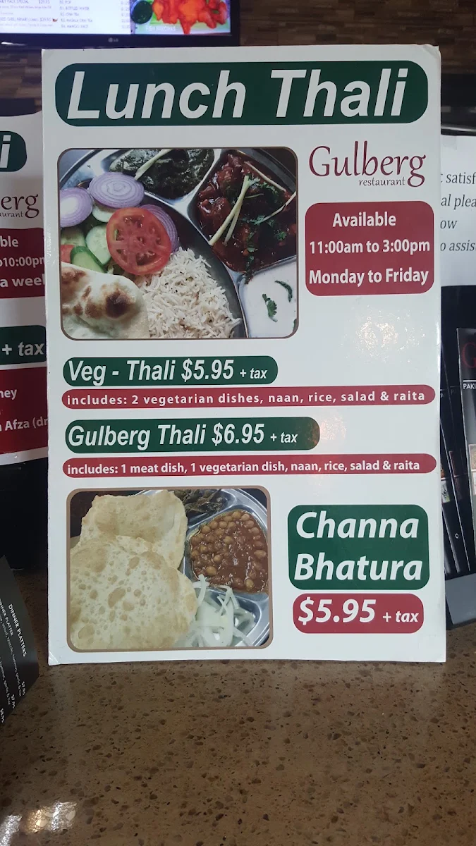 Menu, Gulberg Tandoor