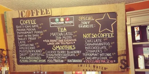 Menu, Shawnigan House Coffee + Chocolate