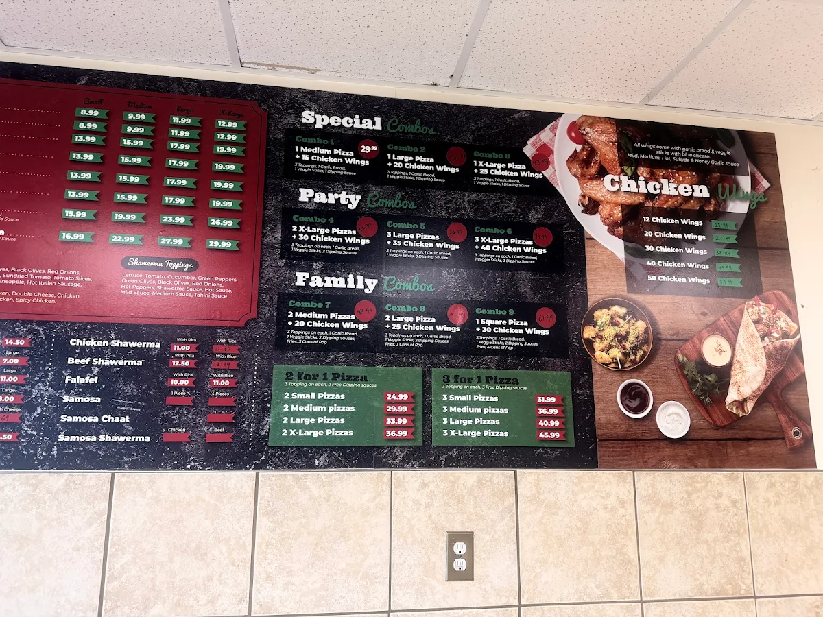 Menu, Family Pizza & Shawerma