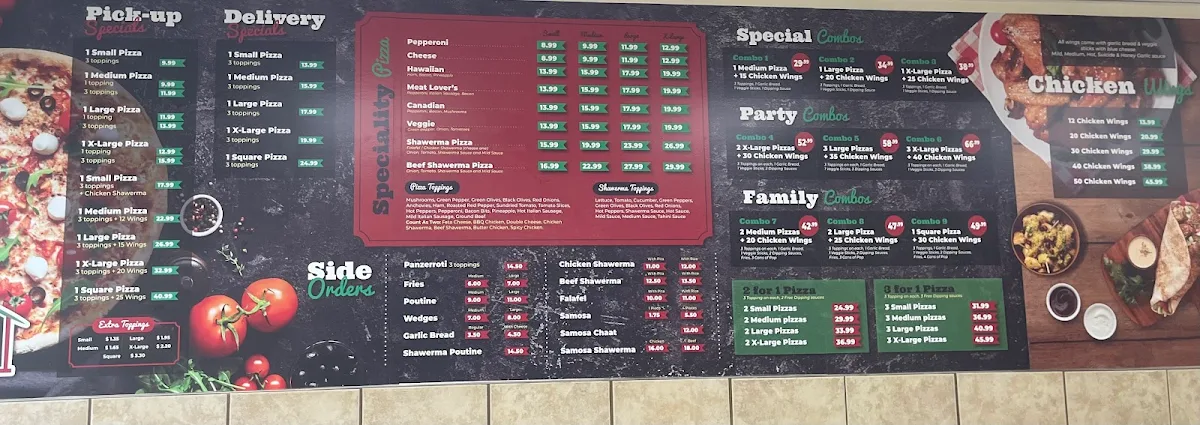 Menu, Family Pizza & Shawerma