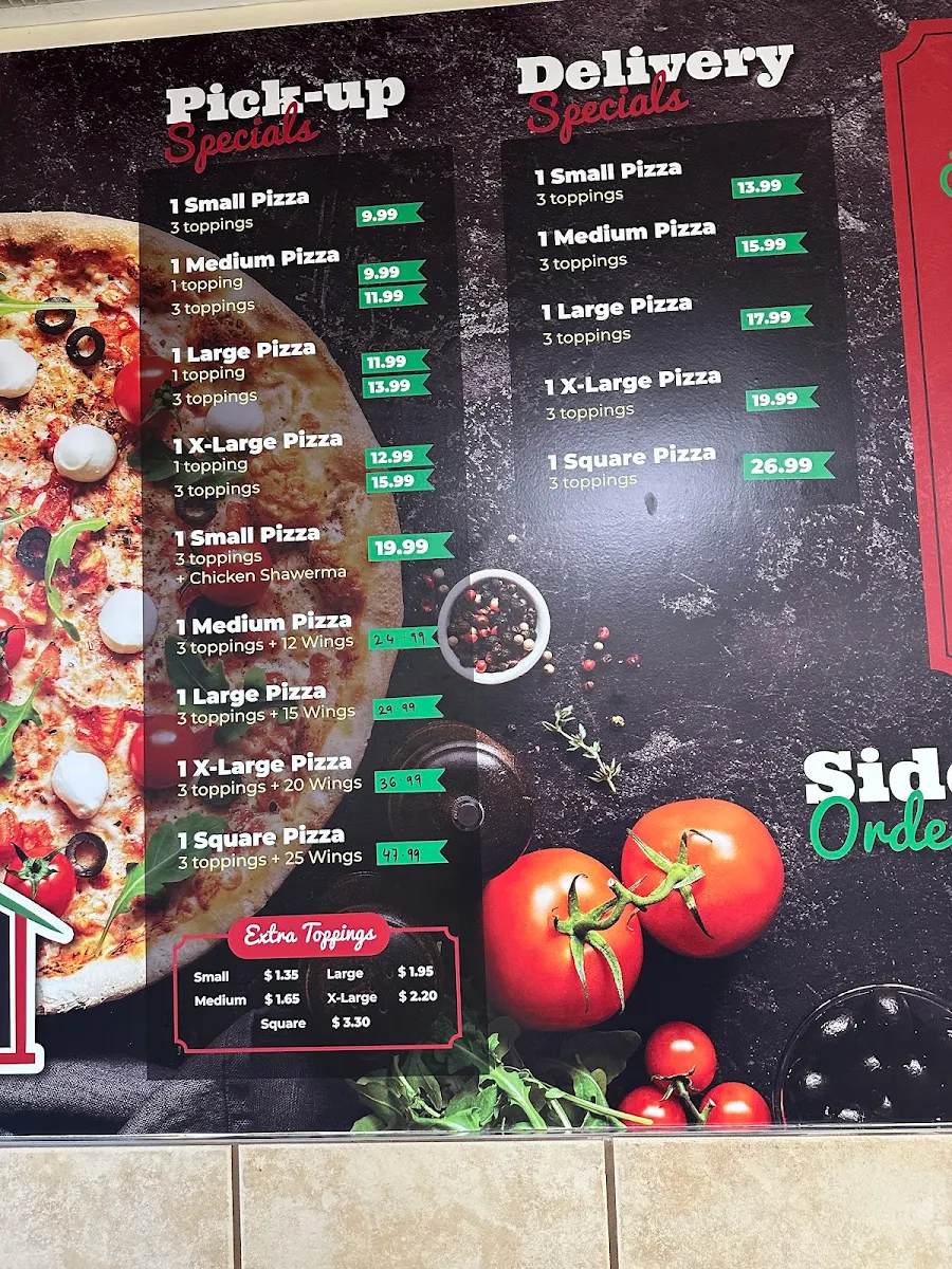 Menu, Family Pizza & Shawerma