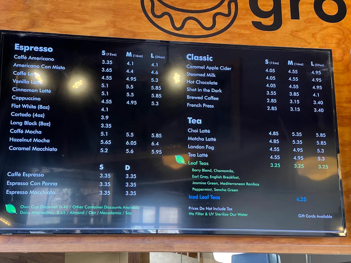 Menu, Grounds for Coffee