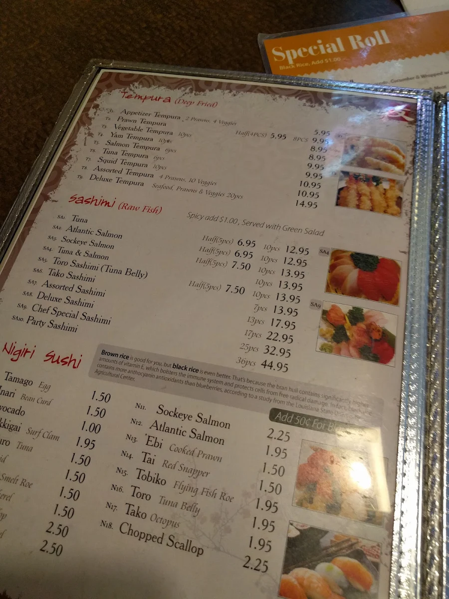 Menu, Tomo Sushi
