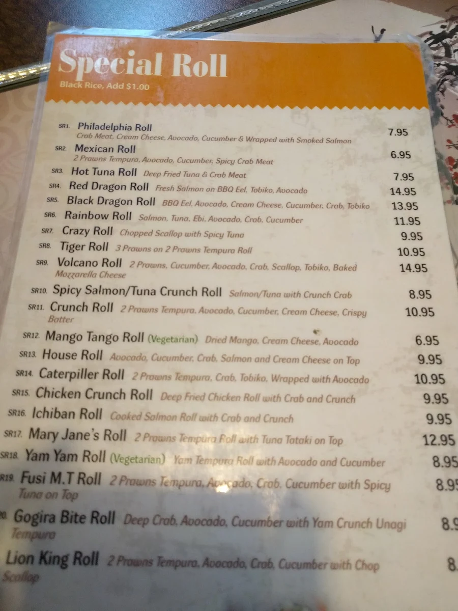 Menu, Tomo Sushi
