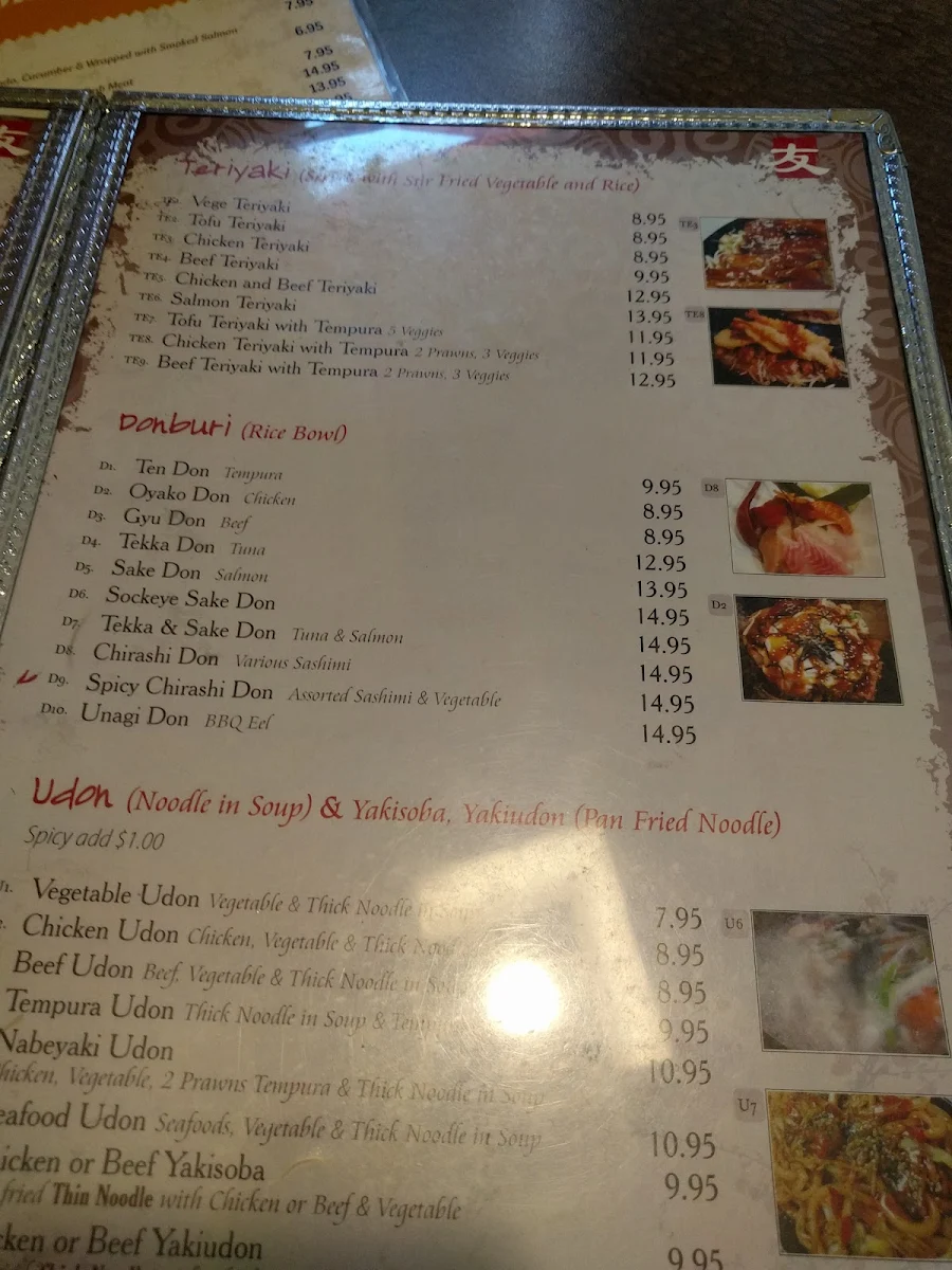 Menu, Tomo Sushi