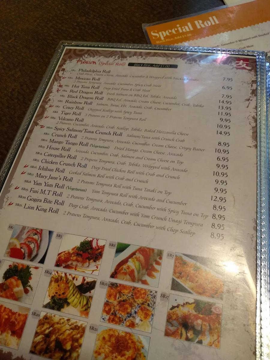 Menu, Tomo Sushi