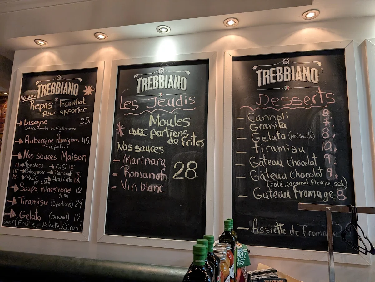 Menu, Restaurant Trebbiano