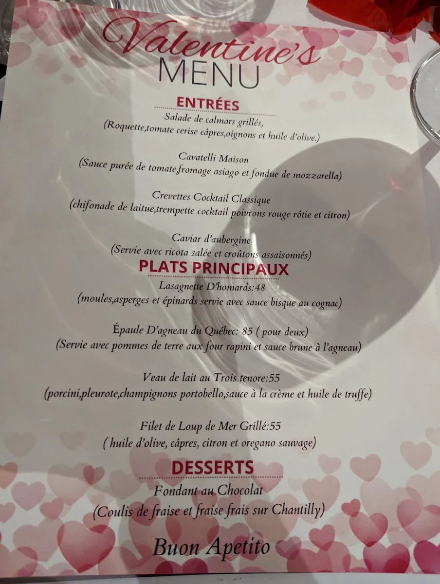 Menu, Restaurant Trebbiano