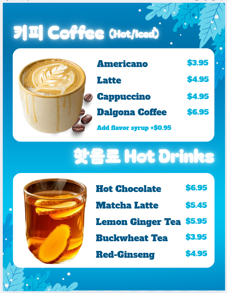 Menu, Milky Snow