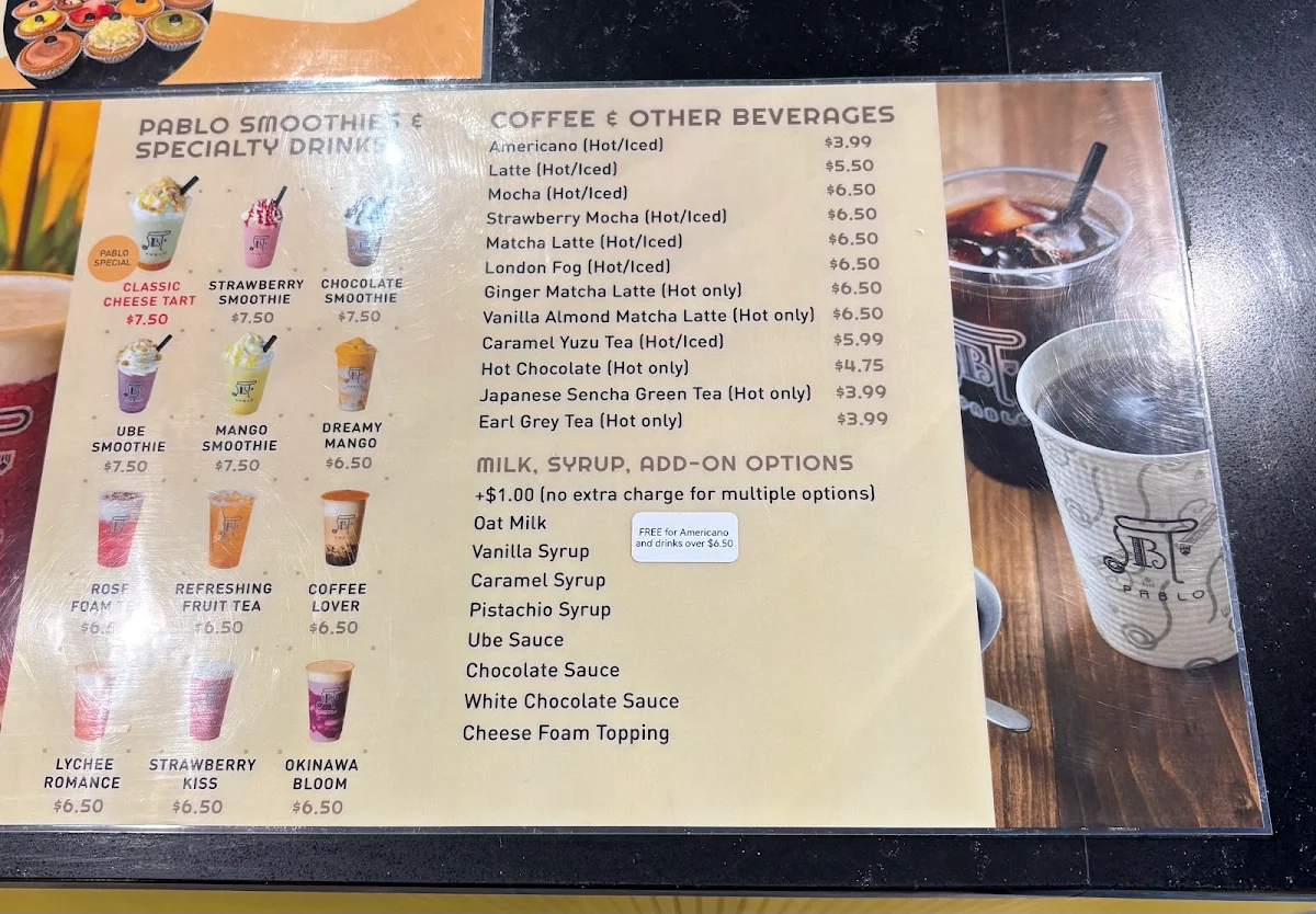 Menu, Pablo Cheese Tart