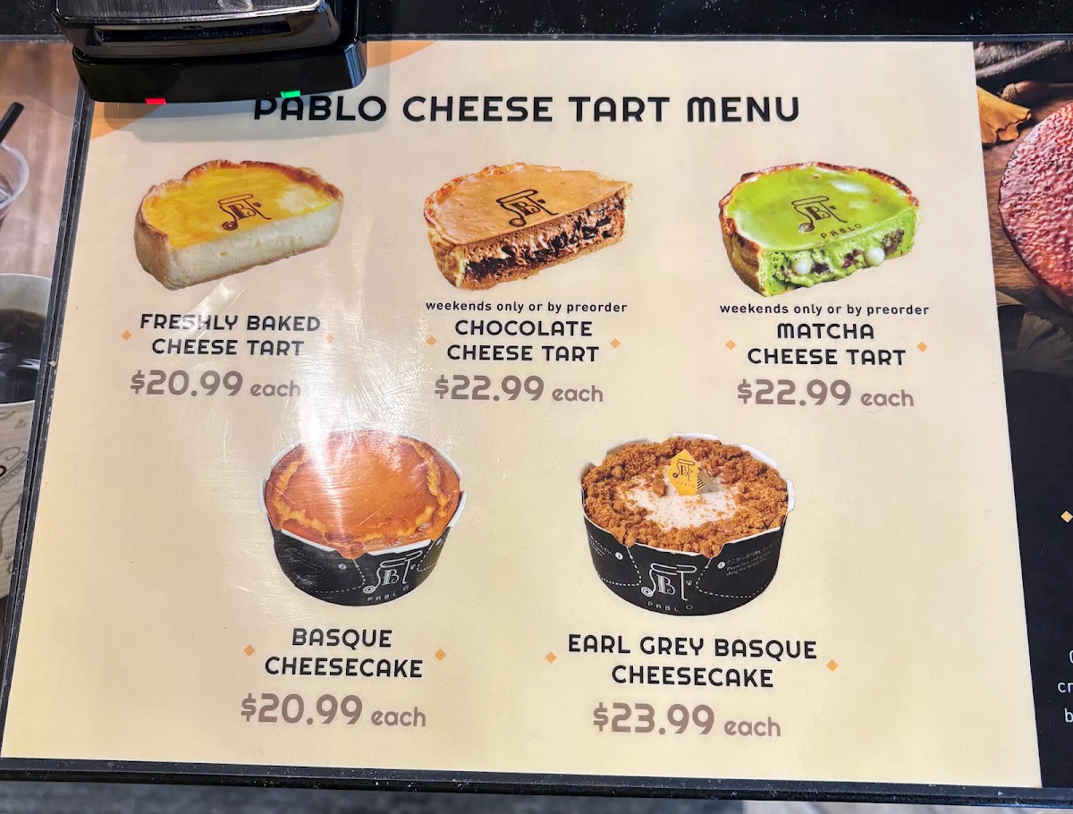 Menu, Pablo Cheese Tart