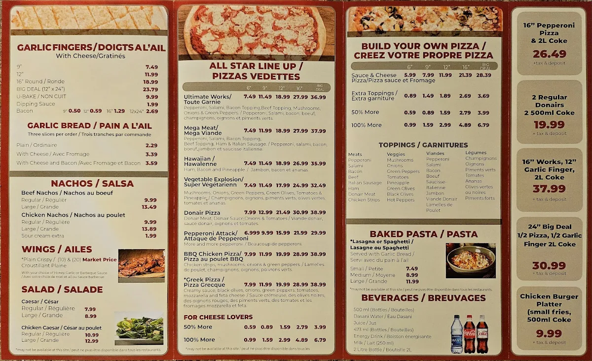 Menu, Pizza Shack Kingston