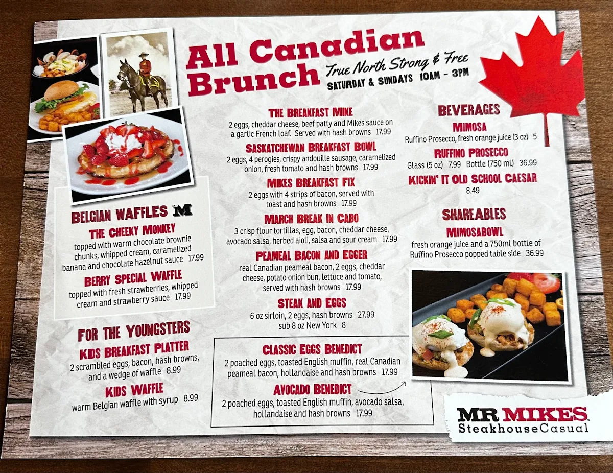 Menu, MR MIKES SteakhouseCasual