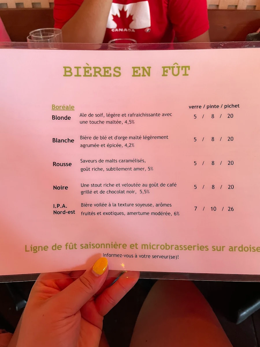 Menu, Chez Victor Cap-Rouge