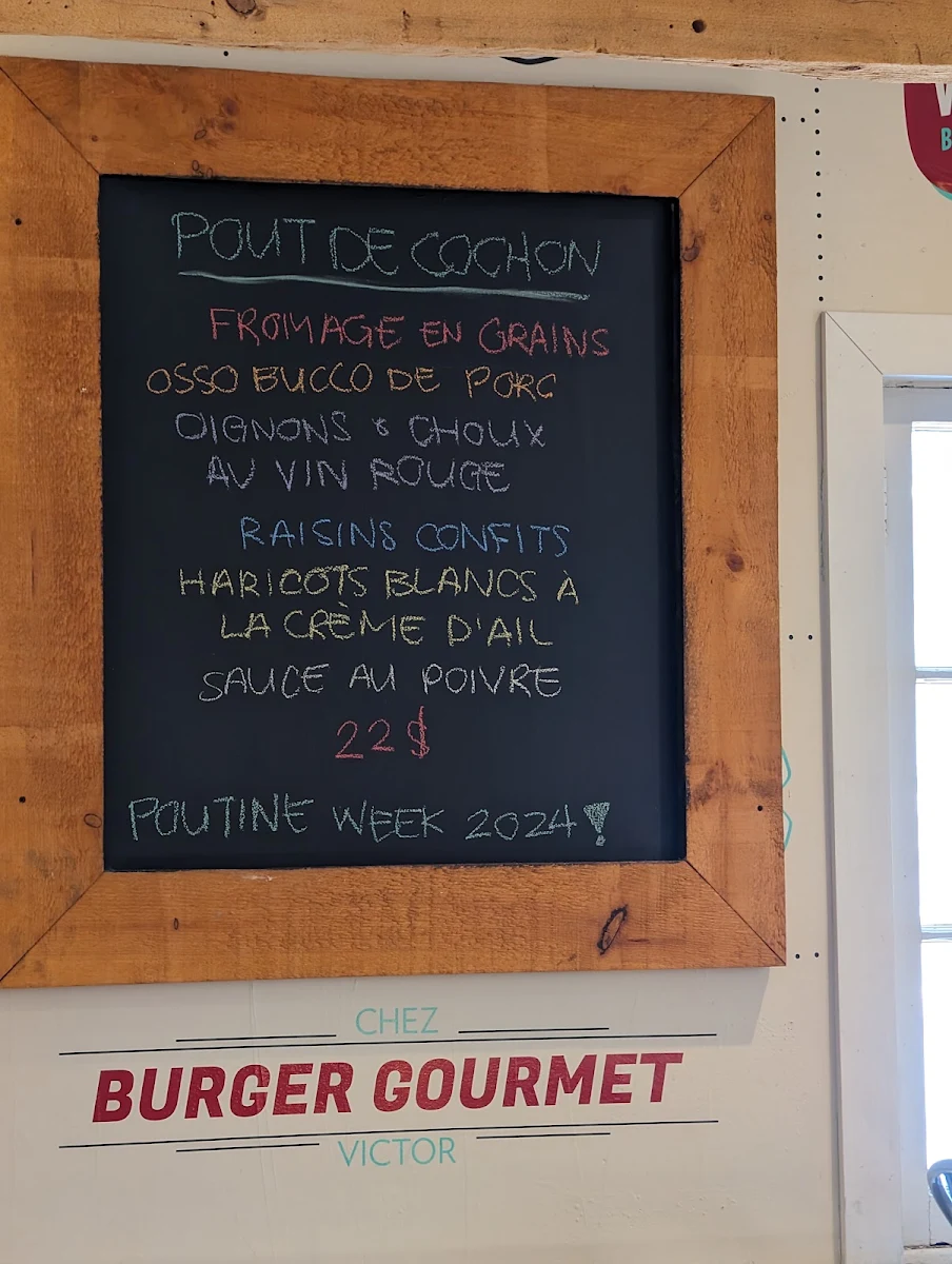 Menu, Chez Victor Cap-Rouge